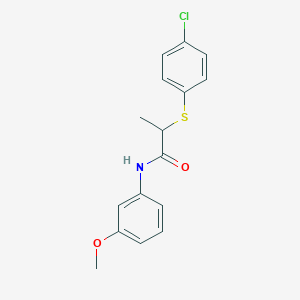 molecular formula C16H16ClNO2S B4934764 2-[(4-chlorophenyl)thio]-N-(3-methoxyphenyl)propanamide 