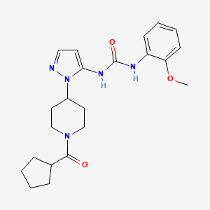 molecular formula C22H29N5O3 B4934799 N-{1-[1-(cyclopentylcarbonyl)-4-piperidinyl]-1H-pyrazol-5-yl}-N'-(2-methoxyphenyl)urea 