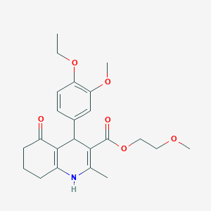 molecular formula C23H29NO6 B4934804 2-methoxyethyl 4-(4-ethoxy-3-methoxyphenyl)-2-methyl-5-oxo-1,4,5,6,7,8-hexahydro-3-quinolinecarboxylate 