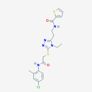 molecular formula C20H22ClN5O2S2 B493481 N-[2-(5-{[2-(4-chloro-2-methylanilino)-2-oxoethyl]sulfanyl}-4-ethyl-4H-1,2,4-triazol-3-yl)ethyl]-2-thiophenecarboxamide 