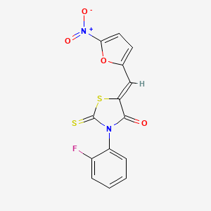 3-(2-fluorophenyl)-5-[(5-nitro-2-furyl)methylene]-2-thioxo-1,3-thiazolidin-4-one