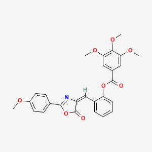 molecular formula C27H23NO8 B4934829 2-{[2-(4-methoxyphenyl)-5-oxo-1,3-oxazol-4(5H)-ylidene]methyl}phenyl 3,4,5-trimethoxybenzoate 