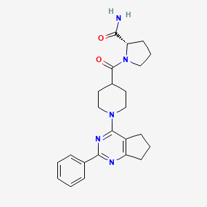 molecular formula C24H29N5O2 B4934843 1-{[1-(2-phenyl-6,7-dihydro-5H-cyclopenta[d]pyrimidin-4-yl)-4-piperidinyl]carbonyl}-L-prolinamide 