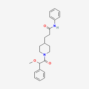 molecular formula C23H28N2O3 B4934880 3-{1-[methoxy(phenyl)acetyl]-4-piperidinyl}-N-phenylpropanamide 