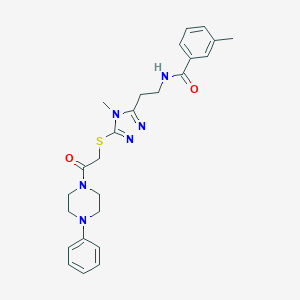 molecular formula C25H30N6O2S B493500 3-methyl-N-[2-(4-methyl-5-{[2-oxo-2-(4-phenyl-1-piperazinyl)ethyl]sulfanyl}-4H-1,2,4-triazol-3-yl)ethyl]benzamide 