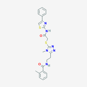2-methyl-N-{2-[4-methyl-5-({2-oxo-2-[(4-phenyl-1,3-thiazol-2-yl)amino]ethyl}sulfanyl)-4H-1,2,4-triazol-3-yl]ethyl}benzamide
