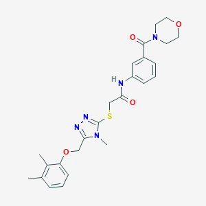 molecular formula C25H29N5O4S B493505 2-({5-[(2,3-dimethylphenoxy)methyl]-4-methyl-4H-1,2,4-triazol-3-yl}sulfanyl)-N-[3-(4-morpholinylcarbonyl)phenyl]acetamide 