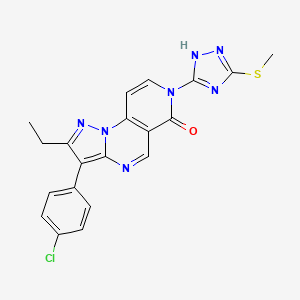 molecular formula C20H16ClN7OS B4935062 3-(4-chlorophenyl)-2-ethyl-7-[5-(methylthio)-4H-1,2,4-triazol-3-yl]pyrazolo[1,5-a]pyrido[3,4-e]pyrimidin-6(7H)-one 