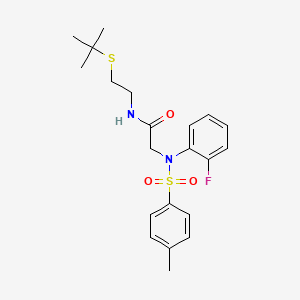 molecular formula C21H27FN2O3S2 B4935067 N~1~-[2-(tert-butylthio)ethyl]-N~2~-(2-fluorophenyl)-N~2~-[(4-methylphenyl)sulfonyl]glycinamide 