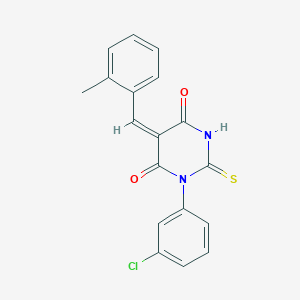 molecular formula C18H13ClN2O2S B4935111 1-(3-chlorophenyl)-5-(2-methylbenzylidene)-2-thioxodihydro-4,6(1H,5H)-pyrimidinedione 