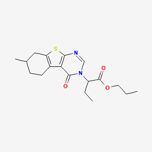 Propyl 2-(7-methyl-4-oxo-5,6,7,8-tetrahydro-[1]benzothiolo[2,3-d]pyrimidin-3-yl)butanoate