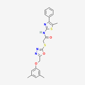 molecular formula C23H22N4O3S2 B4935139 2-({5-[(3,5-dimethylphenoxy)methyl]-1,3,4-oxadiazol-2-yl}thio)-N-(5-methyl-4-phenyl-1,3-thiazol-2-yl)acetamide 