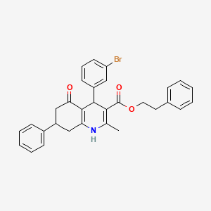 2-phenylethyl 4-(3-bromophenyl)-2-methyl-5-oxo-7-phenyl-1,4,5,6,7,8-hexahydro-3-quinolinecarboxylate