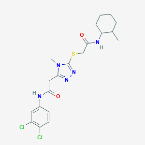 molecular formula C20H25Cl2N5O2S B493518 2-({5-[2-(3,4-dichloroanilino)-2-oxoethyl]-4-methyl-4H-1,2,4-triazol-3-yl}sulfanyl)-N-(2-methylcyclohexyl)acetamide 