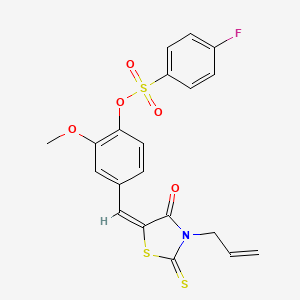 molecular formula C20H16FNO5S3 B4935243 4-[(3-allyl-4-oxo-2-thioxo-1,3-thiazolidin-5-ylidene)methyl]-2-methoxyphenyl 4-fluorobenzenesulfonate 