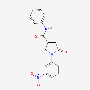 molecular formula C17H15N3O4 B4935331 1-(3-nitrophenyl)-5-oxo-N-phenyl-3-pyrrolidinecarboxamide 