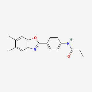 molecular formula C18H18N2O2 B4935338 N-[4-(5,6-dimethyl-1,3-benzoxazol-2-yl)phenyl]propanamide 