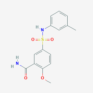 molecular formula C15H16N2O4S B4935343 2-methoxy-5-{[(3-methylphenyl)amino]sulfonyl}benzamide 