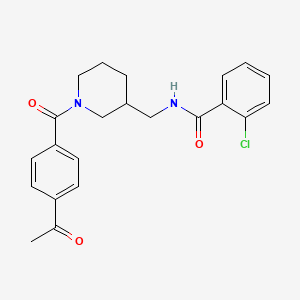 molecular formula C22H23ClN2O3 B4935377 N-{[1-(4-acetylbenzoyl)-3-piperidinyl]methyl}-2-chlorobenzamide 