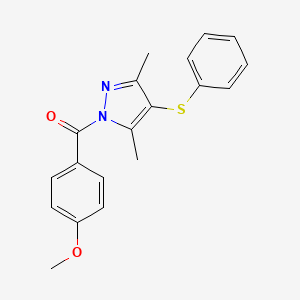 molecular formula C19H18N2O2S B4935378 1-(4-methoxybenzoyl)-3,5-dimethyl-4-(phenylthio)-1H-pyrazole 