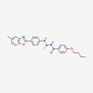 molecular formula C26H25N3O3S B4935385 4-butoxy-N-({[4-(5-methyl-1,3-benzoxazol-2-yl)phenyl]amino}carbonothioyl)benzamide 
