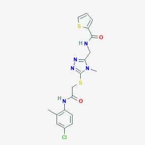 molecular formula C18H18ClN5O2S2 B493543 N-[(5-{[2-(4-chloro-2-methylanilino)-2-oxoethyl]sulfanyl}-4-methyl-4H-1,2,4-triazol-3-yl)methyl]-2-thiophenecarboxamide 