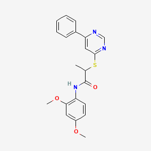 molecular formula C21H21N3O3S B4935442 N-(2,4-dimethoxyphenyl)-2-[(6-phenyl-4-pyrimidinyl)thio]propanamide 