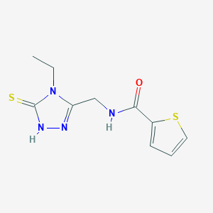 molecular formula C10H12N4OS2 B493546 N-[(4-ethyl-5-mercapto-4H-1,2,4-triazol-3-yl)methyl]thiophene-2-carboxamide CAS No. 724740-42-5