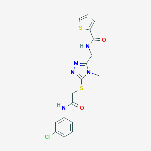 molecular formula C17H16ClN5O2S2 B493549 N-[(5-{[2-(3-chloroanilino)-2-oxoethyl]sulfanyl}-4-methyl-4H-1,2,4-triazol-3-yl)methyl]-2-thiophenecarboxamide 