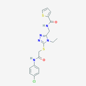 molecular formula C18H18ClN5O2S2 B493552 N-[(5-{[2-(4-chloroanilino)-2-oxoethyl]sulfanyl}-4-ethyl-4H-1,2,4-triazol-3-yl)methyl]-2-thiophenecarboxamide 