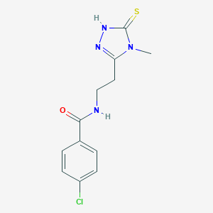 molecular formula C12H13ClN4OS B493553 4-chloro-N-[2-(4-methyl-5-sulfanyl-4H-1,2,4-triazol-3-yl)ethyl]benzamide CAS No. 724740-70-9