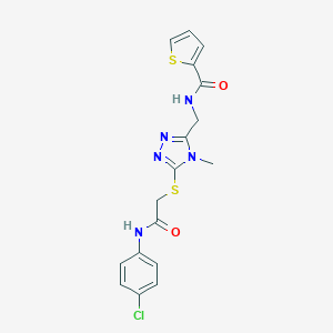 molecular formula C17H16ClN5O2S2 B493554 N-[(5-{[2-(4-chloroanilino)-2-oxoethyl]sulfanyl}-4-methyl-4H-1,2,4-triazol-3-yl)methyl]-2-thiophenecarboxamide 