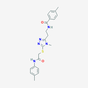 molecular formula C22H25N5O2S B493555 4-methyl-N-[2-(4-methyl-5-{[2-oxo-2-(4-toluidino)ethyl]sulfanyl}-4H-1,2,4-triazol-3-yl)ethyl]benzamide 
