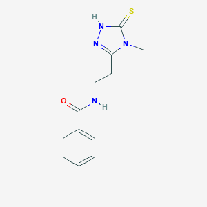 molecular formula C13H16N4OS B493556 4-methyl-N-[2-(4-methyl-5-sulfanyl-4H-1,2,4-triazol-3-yl)ethyl]benzamide 