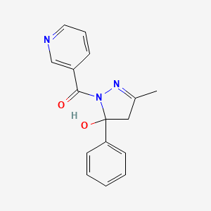 molecular formula C16H15N3O2 B4935566 3-methyl-5-phenyl-1-(3-pyridinylcarbonyl)-4,5-dihydro-1H-pyrazol-5-ol 