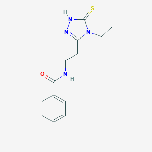 molecular formula C14H18N4OS B493558 N-[2-(4-ethyl-5-sulfanyl-4H-1,2,4-triazol-3-yl)ethyl]-4-methylbenzamide 