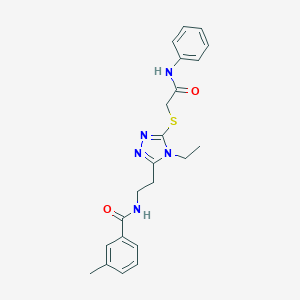 molecular formula C22H25N5O2S B493560 N-(2-{5-[(2-anilino-2-oxoethyl)sulfanyl]-4-ethyl-4H-1,2,4-triazol-3-yl}ethyl)-3-methylbenzamide 