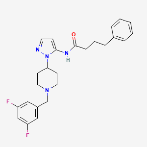 molecular formula C25H28F2N4O B4935686 N-{1-[1-(3,5-difluorobenzyl)-4-piperidinyl]-1H-pyrazol-5-yl}-4-phenylbutanamide 