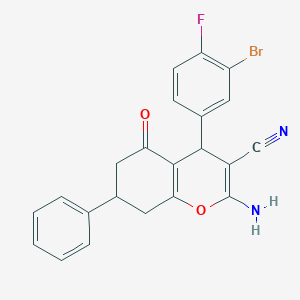 molecular formula C22H16BrFN2O2 B4935694 2-amino-4-(3-bromo-4-fluorophenyl)-5-oxo-7-phenyl-5,6,7,8-tetrahydro-4H-chromene-3-carbonitrile 