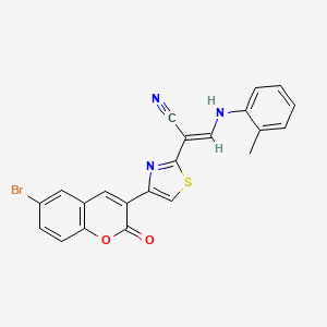 molecular formula C22H14BrN3O2S B4935698 2-[4-(6-bromo-2-oxo-2H-chromen-3-yl)-1,3-thiazol-2-yl]-3-[(2-methylphenyl)amino]acrylonitrile 