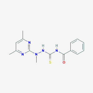 molecular formula C15H17N5OS B493570 N-{[2-(4,6-dimethyl-2-pyrimidinyl)-2-methylhydrazino]carbothioyl}benzamide 