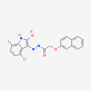 molecular formula C21H16ClN3O3 B4935746 N'-(4-chloro-7-methyl-2-oxo-1,2-dihydro-3H-indol-3-ylidene)-2-(2-naphthyloxy)acetohydrazide 