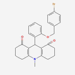 molecular formula C27H26BrNO3 B4935755 9-{2-[(4-bromobenzyl)oxy]phenyl}-10-methyl-3,4,6,7,9,10-hexahydro-1,8(2H,5H)-acridinedione 