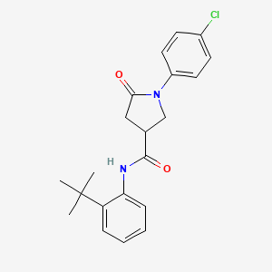 molecular formula C21H23ClN2O2 B4935774 N-(2-tert-butylphenyl)-1-(4-chlorophenyl)-5-oxo-3-pyrrolidinecarboxamide 
