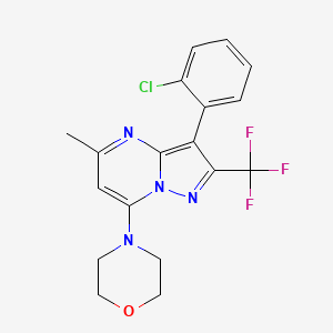 molecular formula C18H16ClF3N4O B4935795 3-(2-chlorophenyl)-5-methyl-7-(4-morpholinyl)-2-(trifluoromethyl)pyrazolo[1,5-a]pyrimidine 