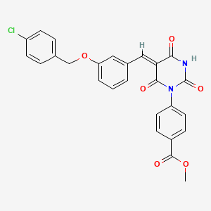 molecular formula C26H19ClN2O6 B4935807 methyl 4-[5-{3-[(4-chlorobenzyl)oxy]benzylidene}-2,4,6-trioxotetrahydro-1(2H)-pyrimidinyl]benzoate 