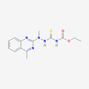 molecular formula C14H17N5O2S B493581 Ethyl [2-methyl-2-(4-methyl-2-quinazolinyl)hydrazino]carbothioylcarbamate 