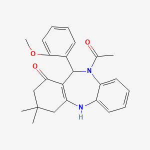 molecular formula C24H26N2O3 B4935851 10-acetyl-11-(2-methoxyphenyl)-3,3-dimethyl-2,3,4,5,10,11-hexahydro-1H-dibenzo[b,e][1,4]diazepin-1-one 