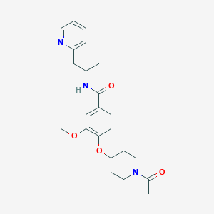 molecular formula C23H29N3O4 B4935876 4-[(1-acetyl-4-piperidinyl)oxy]-3-methoxy-N-[1-methyl-2-(2-pyridinyl)ethyl]benzamide 