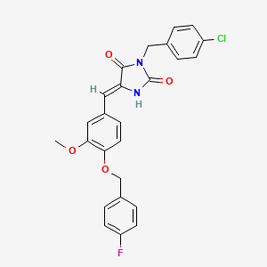 molecular formula C25H20ClFN2O4 B4935896 3-(4-chlorobenzyl)-5-{4-[(4-fluorobenzyl)oxy]-3-methoxybenzylidene}-2,4-imidazolidinedione 